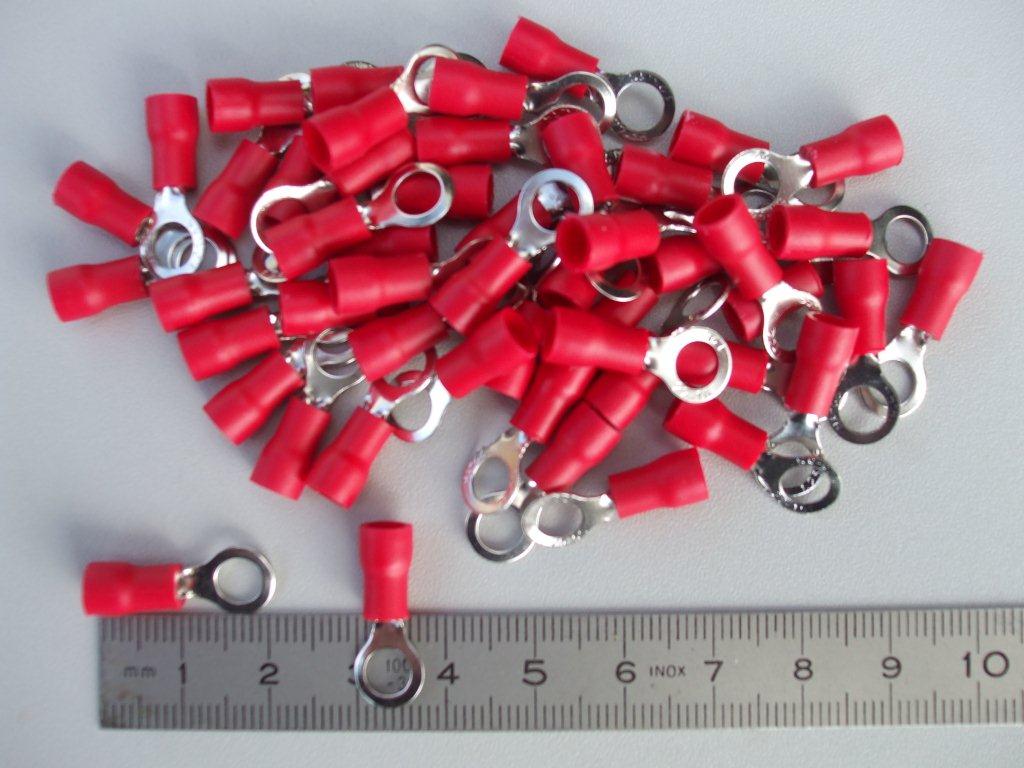 50x Red 6mm Insulated Fork Crimp Connector Terminals Electrical Cable & Wiring